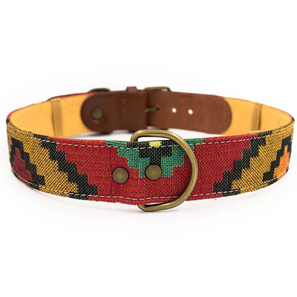 Rode Hondenhalsband van stof met leer