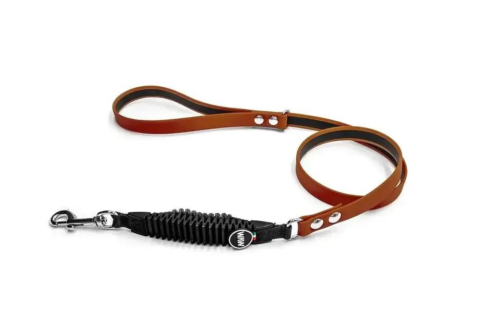 Hondenriem van sterk microfiber met versterkte kern, perfect voor controle over sterke honden. Geïntegreerd WAW Anti Shocksysteem.
